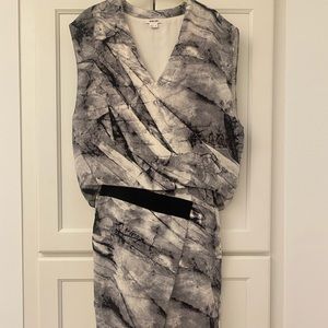 Helmut Lang Graphite Black and White Asymmetrical mis-length cocktail dress